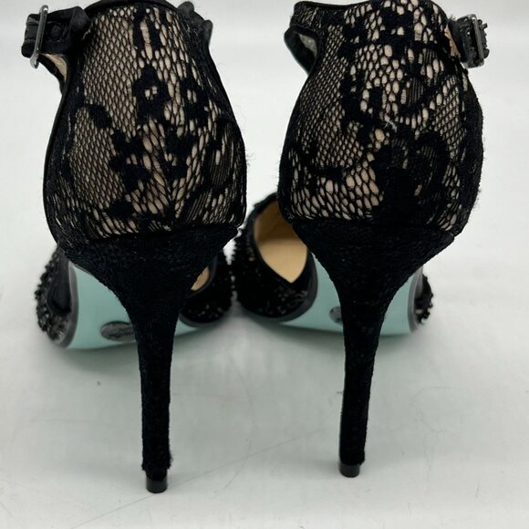 Betsy Johnson Womens Eliza Sequined D-orsay Pumps 6.5M Black T-Strap Pointed Toe - Picture 9 of 15